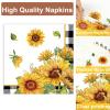 100PCS Spring Sunflower Paper Plates and Napkins Sunflower Birthday Party Decoration Disposable Checkered Themed Tableware Dinnerware Set for You Are My Sunshine Party Supplies Serve 25 view 3