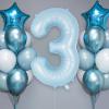 Light Blue Number 3 Balloon, 40 Inch Big Large Foil Number Balloons, Giant Mylar Number 3 Balloons for 3 Year Old Birthday Baby Party Decorations Supplies Anniversary view 2