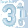 Light Blue Number 3 Balloon, 40 Inch Big Large Foil Number Balloons, Giant Mylar Number 3 Balloons for 3 Year Old Birthday Baby Party Decorations Supplies Anniversary view 3