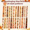 48Pcs Thanksgiving Slap Bracelets Thanksgiving Party Favors for Kids Thanksgiving Gifts for Kids Autumn Maple Leaf Turkey Pumpkin Slap Bracelets for Fall Party Favors Decorations Classroom Prizes view 4