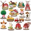 14Pcs Farm Animals Wood Table Centerpieces Creatures Cutout Shapes Toppers for Baby Shower Decorations Wooden Barnyard Animal Birthday Fall Party Supplies view 1
