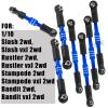 hopsupRC RC Aluminum Front&Rear Link Set Upgrades Part for 1/10 Slash/Rustler/Stampede/Bandit VXL 2WD.Adjustable Turnbuckles Camber Links Toe Link Hops Up,Navy Blue. view 2
