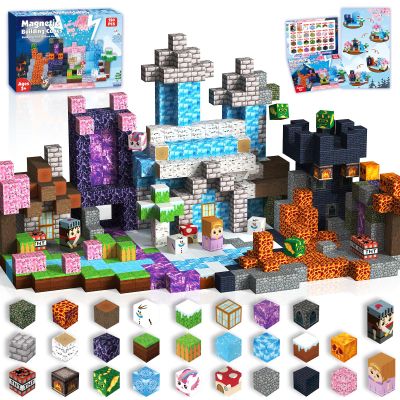 ToyUnited Magnetic Blocks-150PCS Magnetic Building Blocks Magnet Cubes Stacking Dark Forest Glacier Castle, STEM Montessori Sensory Toys for Kids Boys Girls Ages 4-8 Holiday Birthday Easter Gifts