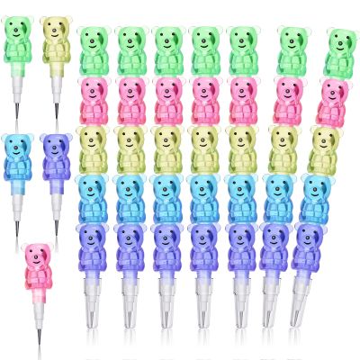 Chinco 100 Pieces Stackable Plastic Bear Pencils Stacking Point Pencils 5 in 1 Colored Party Favors for Birthday Party Supplies Goodie Bag Filler Fun Equipment