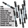 hopsupRC RC Aluminum Front&Rear Link Set Upgrades Part for 1/10 Slash/Rustler/Stampede/Bandit VXL 2WD.Adjustable Turnbuckles Camber Links Toe Link Hops Up,Titanium. view 2