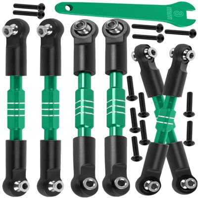 hopsupRC RC Adjustable Turnbuckles Camber Links Steering Links Upgrades Part for 1/8 Typhon 4WD 3S MEGA 550 BLX,1/10 Big Rock 4X4 V3 3S BLX RC Car,Tie Rod Set Link Linkage Rod Adjustable,Green.(6PCS)
