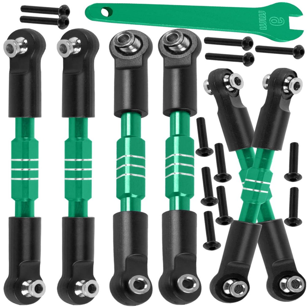 hopsupRC RC Adjustable Turnbuckles Camber Links Steering Links Upgrades Part for 1/8 Typhon 4WD 3S MEGA 550 BLX,1/10 Big Rock 4X4 V3 3S BLX RC Car,Tie Rod Set Link Linkage Rod Adjustable,Green.(6PCS)