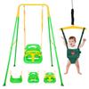 4-in-1 Swing Set & Baby Jumper and Bouncer for Toddler, Heavy Duty Baby Swing Set with Foldable Metal Stand for Indoor & Outdoor Play (Green) view 1