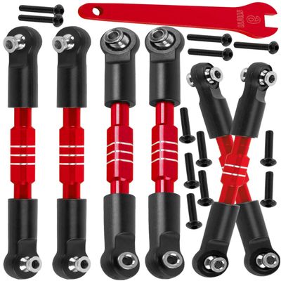 hopsupRC RC Adjustable Turnbuckles Camber Links Steering Links Upgrades Part for 1/8 Typhon 4WD 3S MEGA 550 BLX,1/10 Big Rock 4X4 V3 3S BLX RC Car,Tie Rod Set Link Linkage Rod Adjustable,Red(6PCS)