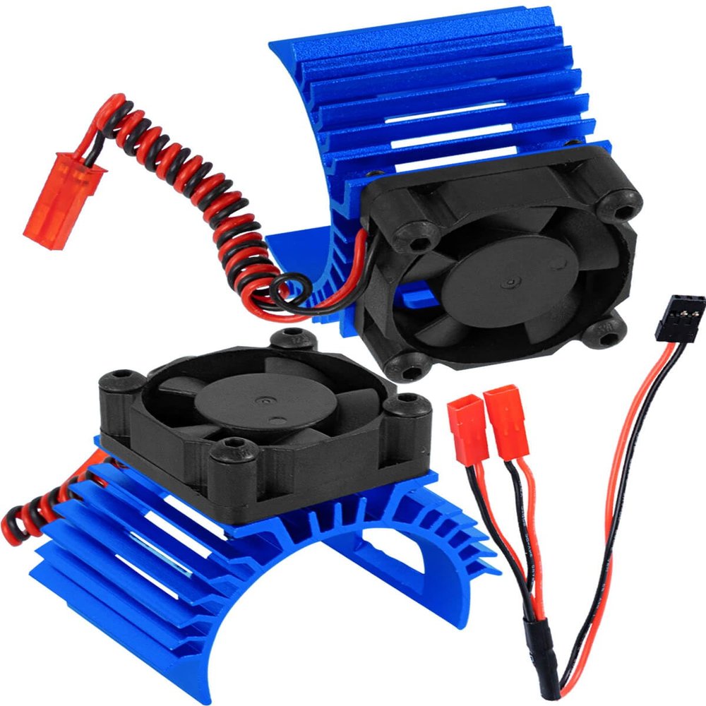 hopsupRC RC Aluminum 36mm Heat Sink Heatsink with 4.8-8.4V Cooling Fan Upgrades Part for 1/10 3650 3660 3670 540 550 Size Brushless Engine Motor RC Car Truck Buggy Crawler,Navy Blue1 Pair