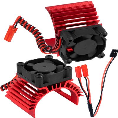 hopsupRC RC Aluminum 36mm Heat Sink Heatsink with 4.8-8.4V Cooling Fan Upgrades Part for 1/10 3650 3660 3670 540 550 Size Brushless Engine Motor RC Car Truck Buggy Crawler,Red1 Pair