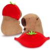 Achwishap Capybara Plush,Cute Plushies Capybara Stuffed Animal,Capybara Plush Toys,Kawaii Plush Stuffed Toy Animal Pillowswith Strawberry Hat Plushie Birthday Gift for Adults Valentines,Brown 16 view 2