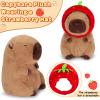 Achwishap Capybara Plush,Cute Plushies Capybara Stuffed Animal,Capybara Plush Toys,Kawaii Plush Stuffed Toy Animal Pillowswith Strawberry Hat Plushie Birthday Gift for Adults Valentines,Brown 16 view 3