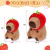 Achwishap Capybara Plush,Cute Plushies Capybara Stuffed Animal,Capybara Plush Toys,Kawaii Plush Stuffed Toy Animal Pillowswith Strawberry Hat Plushie Birthday Gift for Adults Valentines,Brown 16 view 4