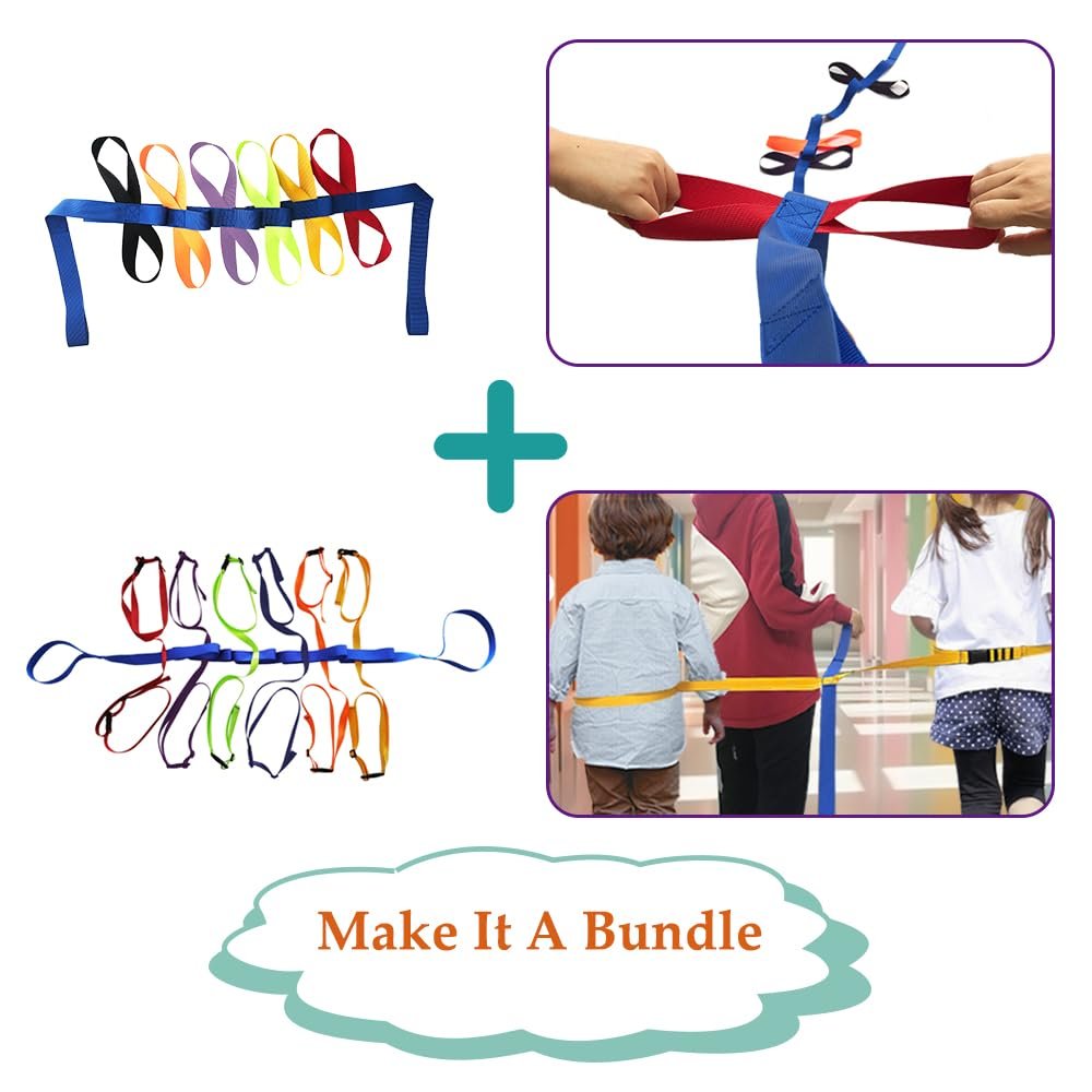 [Bundle Set] Preschool Walking Rope with Rings Toddlers Child Leashes for Kids 2 to 12 Line Up (Support 12 Children & 2 Adult)