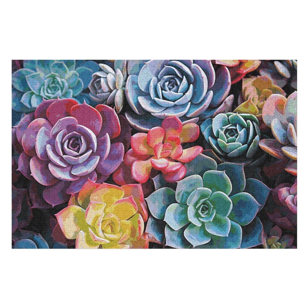 1000 PCS Jigsaw Puzzle for Adults Wooden Challenging Puzzle Colorful Succulent Custom Personalized Picture Puzzle for Adults & Kids Family Game Nights Wooden Puzzle