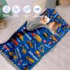 Evulum Personalized Toddler Boys Sleeping Bag, Nap Mat for Daycare Preschool, Kids Sleeping Bag with Pillow and Blanket for Kindergarten, Custom Name Easy Carry Napsack Blue Engineering Cars view 3