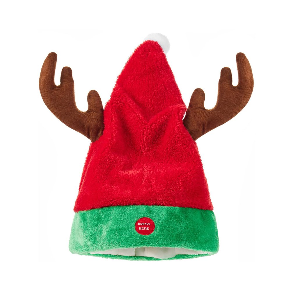 Fuguibadn Singing and Dancing Christmas Hat Swing Moving Santa Hat Musical Plush Toy Cap for Adults Kids Party Supplies (Style 3, One Size)