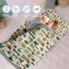 Evulum Custom Toddler Boys Sleeping Bag, Nap Mat for Daycare Preschool, Kids Sleeping Bag with Pillow and Blanket for Kindergarten, Personalized Name Easy Carry Sleeping Mat Beige Cars view 3