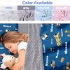 Evulum Personalized Toddler Boys Sleeping Bag, Nap Mat for Daycare Preschool, Kids Sleeping Bag with Pillow and Blanket for Kindergarten, Custom Name Easy Carry Napsack Blue Trains view 2