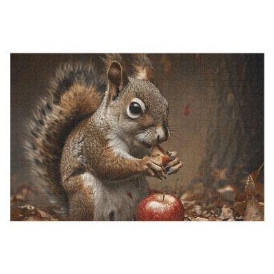 1000 PCS Jigsaw Puzzle for Adults Wooden Challenging Puzzle A Squirrel Eats Custom Personalized Picture Puzzle for Adults & Kids Family Game Nights Wooden Puzzle