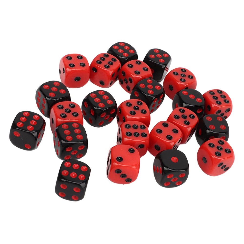 48PCS 6 Sided Dices, Black and Red Plastic Table Game Dice Set, Black and Red Dice for Party Bars Table Game Board Game, Interactive Games Collectible Card Games