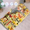 Evulum Custom Toddler Boys Sleeping Bag, Nap Mat for Daycare Preschool, Kids Sleeping Bag with Pillow and Blanket for Kindergarten, Personalized Name Easy Carry Sleeping Mat Yellow view 3