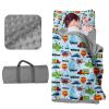 Evulum Custom Toddler Boys Sleeping Bag, Nap Mat for Daycare Preschool, Kids Sleeping Bag with Pillow and Blanket for Kindergarten, Personalized Name Easy Carry Sleeping Mat Blue Cars view 1