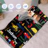 Evulum Custom Toddler Boys Sleeping Bag, Nap Mat for Daycare Preschool, Kids Sleeping Bag with Pillow and Blanket for Kindergarten, Personalized Name Easy Carry Sleeping Mat Black view 3