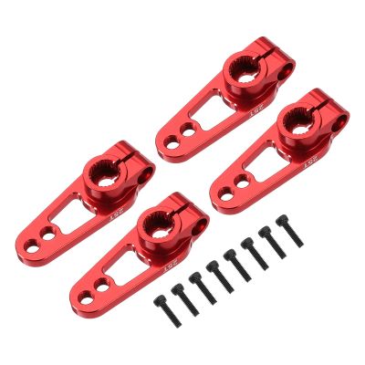 MECCANIXITY Aluminum Alloy 25T Steering Servo Single Sided Red Arm Horn for DIY RC Car/Boat/Airplane Boat Accessories 4 Pcs