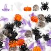 110pcs Acrylic Halloween Vase Filler Decor, Halloween Table Scatter 6 Style Halloween Ornaments Mini Pumpkin Skeleton Head Skulls Ghost Witch Hat Bone Spider Figurines for Gift Party Decoration Craft view 1