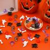 110pcs Acrylic Halloween Vase Filler Decor, Halloween Table Scatter 6 Style Halloween Ornaments Mini Pumpkin Skeleton Head Skulls Ghost Witch Hat Bone Spider Figurines for Gift Party Decoration Craft view 3