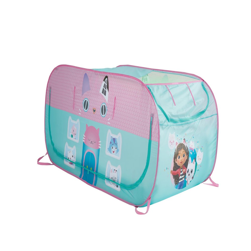 Gabbys Dollhouse 2-in-1 Kids Pop-Up Play Tent and Twin Bed Tent, Indoor Playhouse for Pretend & Imaginative Play