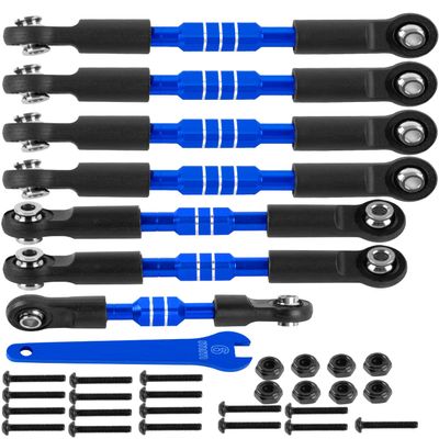 RCHuiWow RC Turnbuckles Camber Links Upgrades Part for 1/10 Slash 2WD(VXL),Rustler 2WD(VXL),Stampede 2WD(VXL),Bandit 2WD(VXL),Alloy Aluminium Adjustable Turnbuckles Links Hops up,7pcs,Navy Blue