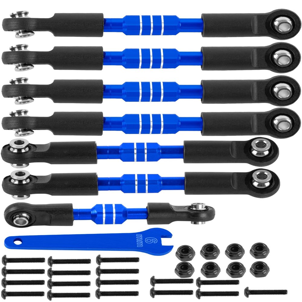 RCHuiWow RC Turnbuckles Camber Links Upgrades Part for 1/10 Slash 2WD(VXL),Rustler 2WD(VXL),Stampede 2WD(VXL),Bandit 2WD(VXL),Alloy Aluminium Adjustable Turnbuckles Links Hops up,7pcs,Navy Blue