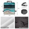 2 Pack Kick Mat Back Seat Protectors, Abstract Turquoise Waterproof & Stain Proof Universal Car Seat Back Protector Backseat Organizer For Kids Pets, Shabby Chic Summer Grey Beach Wave view 2
