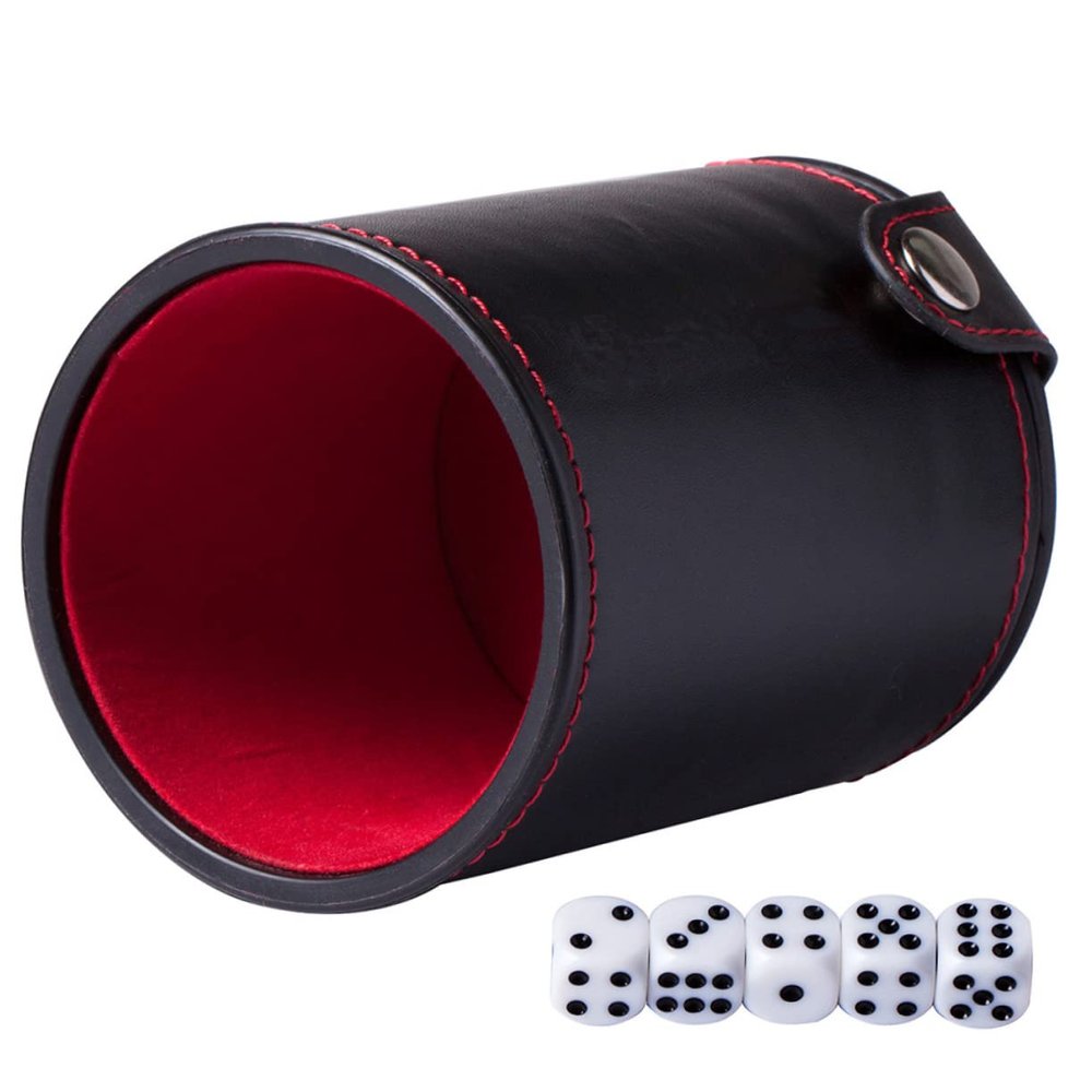 VICASKY 2sets Leather Dice Cup Set Double-Layer Storage Pu Leather Shaker for Ktv and Bars Includes Dice Lightweight and Compact Design