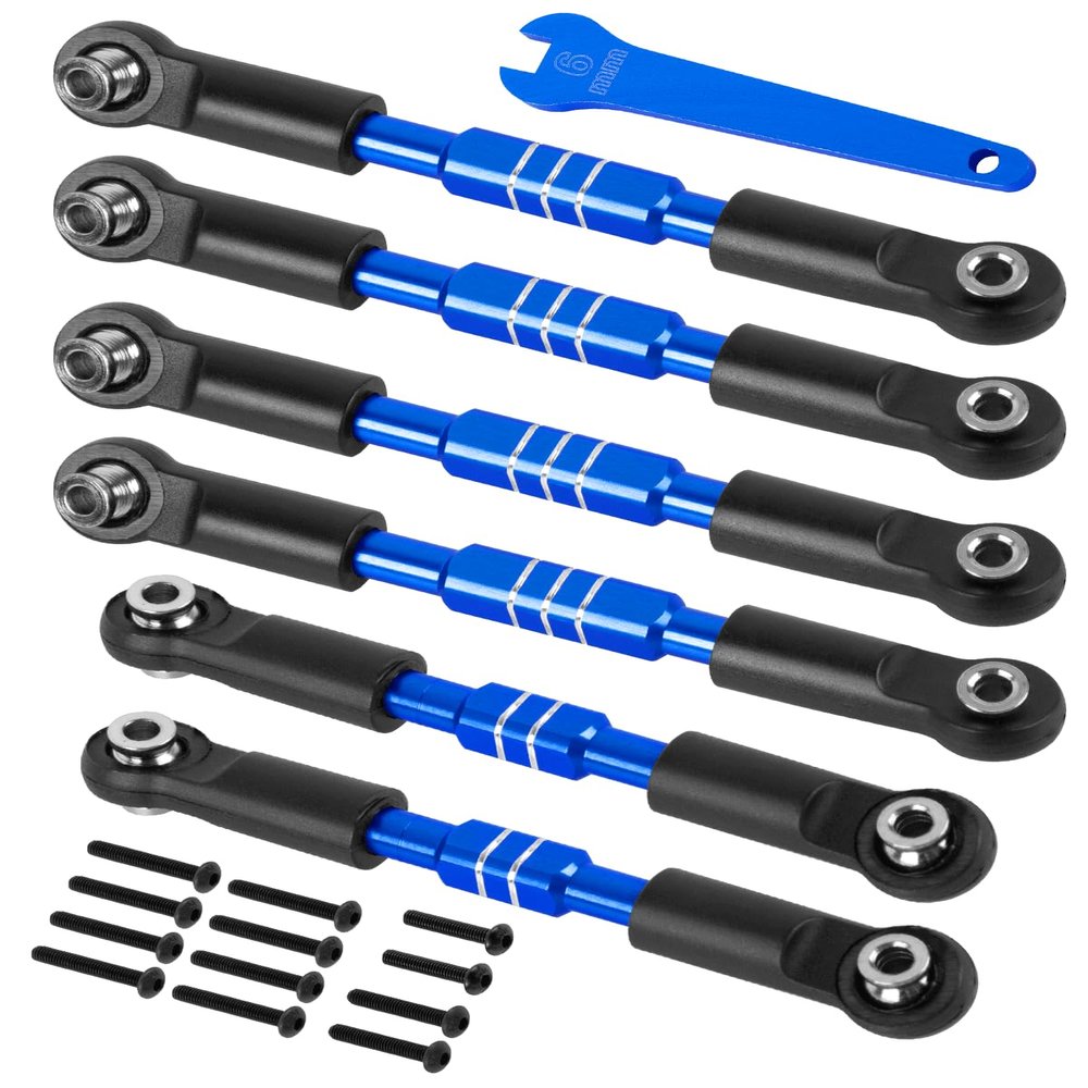 RCHuiWow RC Aluminium Turnbuckles Camber Links Upgrades Part for 1/10 Big Rock V3 3S BLX,1/8 Typhon 3S BLX,Typhon Mega 550,Alloy Tie Rods & Turnbuckles Hops Up,Navy Blue