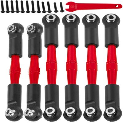 RCHuiWow Alloy Aluminium RC Turnbuckles Camber Links Upgrades Part 1/8 Typhon 3S BLX,Typhon Mega 550,for 1/10 Big Rock V3 3S BLX(Only V3),Turnbuckles & Tie Rods Hop-up,6pcs,Red