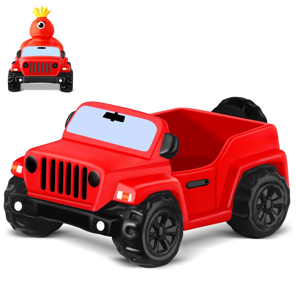 ANGGIKO 3.5 Inch Red Car Toy Match Most 2 in Rubber Ducks, Ducks for Jeeps, Vehicle Toys for Car Dashboard Decorations Accessory Rubber Duck Collection, Valentines Day Gifts for Kids Party Favors