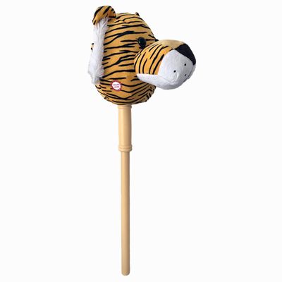 Ponyland: Music Stick Animal - Orange Tiger - Music Button, Sturdy Two-Piece Stick W/Colorful Soft Plush Animal Head, Pretend Play, Kids Ages 3+