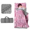 Evulum Personalized Toddler Nap Mat for Daycare Kids Girls Sleeping Bag with Pillow and Blanket for Preschool Kindergarten, Custom Name Monogrammed Nap Mats Pink 02 view 1