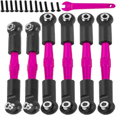 RCHuiWow Alloy Aluminium RC Turnbuckles Camber Links Upgrades Part 1/8 Typhon 3S BLX,Typhon Mega 550,for 1/10 Big Rock V3 3S BLX(Only V3),Turnbuckles & Tie Rods Hop-up,6pcs,Pink