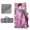 Evulum Personalized Toddler Nap Mat for Daycare Kids Girls Sleeping Bag with Pillow and Blanket for Preschool Kindergarten, Custom Name Monogrammed Nap Mats Pink view 1