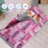 Evulum Personalized Toddler Nap Mat for Daycare Kids Girls Sleeping Bag with Pillow and Blanket for Preschool Kindergarten, Custom Name Monogrammed Nap Mats Pink view 3