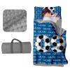 Evulum Personalized Toddler Nap Mat for Daycare Kids Boys Sleeping Bag with Pillow and Blanket for Preschool Kindergarten, Custom Name Monogrammed Nap Mats Soccer Blue view 1