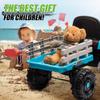 24V Kids Ride on Tractor with Trailer, 400W Motor Boost Power Torque Remote Control, Electric Car for Kids with Three Speeds Adjustable, USB, MP3, Bluetooth, LED Lights, Safety Belt, Blue view 4