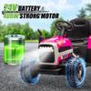 24V Kids Ride on Tractor with Trailer, 400W Motor Boost Power Torque Remote Control, Electric Car for Kids with Three Speeds Adjustable, USB, MP3, Bluetooth, LED Lights, Safety Belt, Rose Red view 2