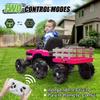 24V Kids Ride on Tractor with Trailer, 400W Motor Boost Power Torque Remote Control, Electric Car for Kids with Three Speeds Adjustable, USB, MP3, Bluetooth, LED Lights, Safety Belt, Rose Red view 3