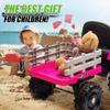 24V Kids Ride on Tractor with Trailer, 400W Motor Boost Power Torque Remote Control, Electric Car for Kids with Three Speeds Adjustable, USB, MP3, Bluetooth, LED Lights, Safety Belt, Rose Red view 4